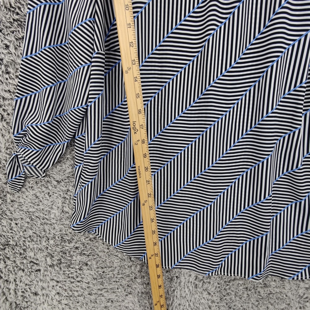 Talbots Women Preppy Nautical Stripe Blouse Size X US XL Black White Blue Career - Picture 3 of 16